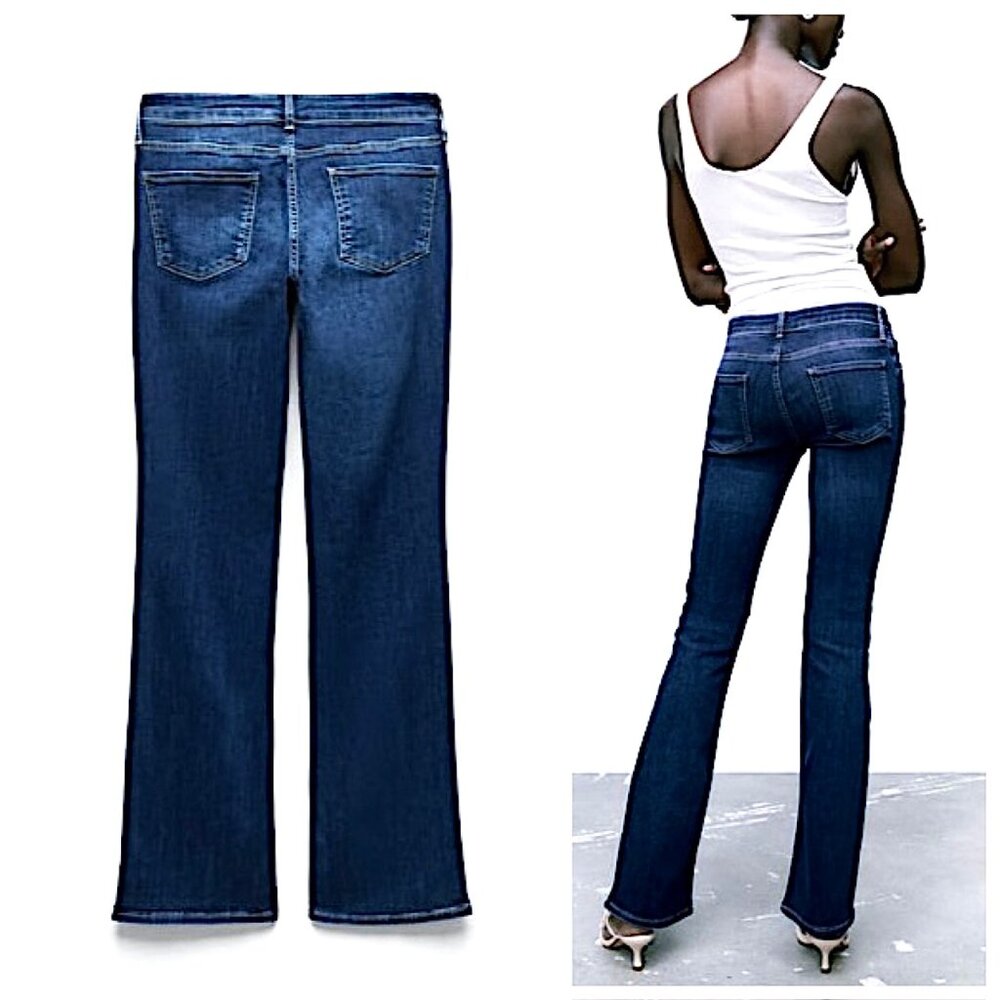 New Zara ZW The Low Rise Slim Bootcut Jeans in Medium Blue Size 4 - Picture 2 of 9